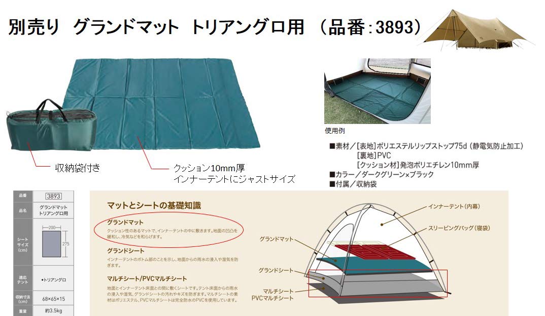 Amazon | ogawa(オガワ) テント用 グランドマット トリアングロ用